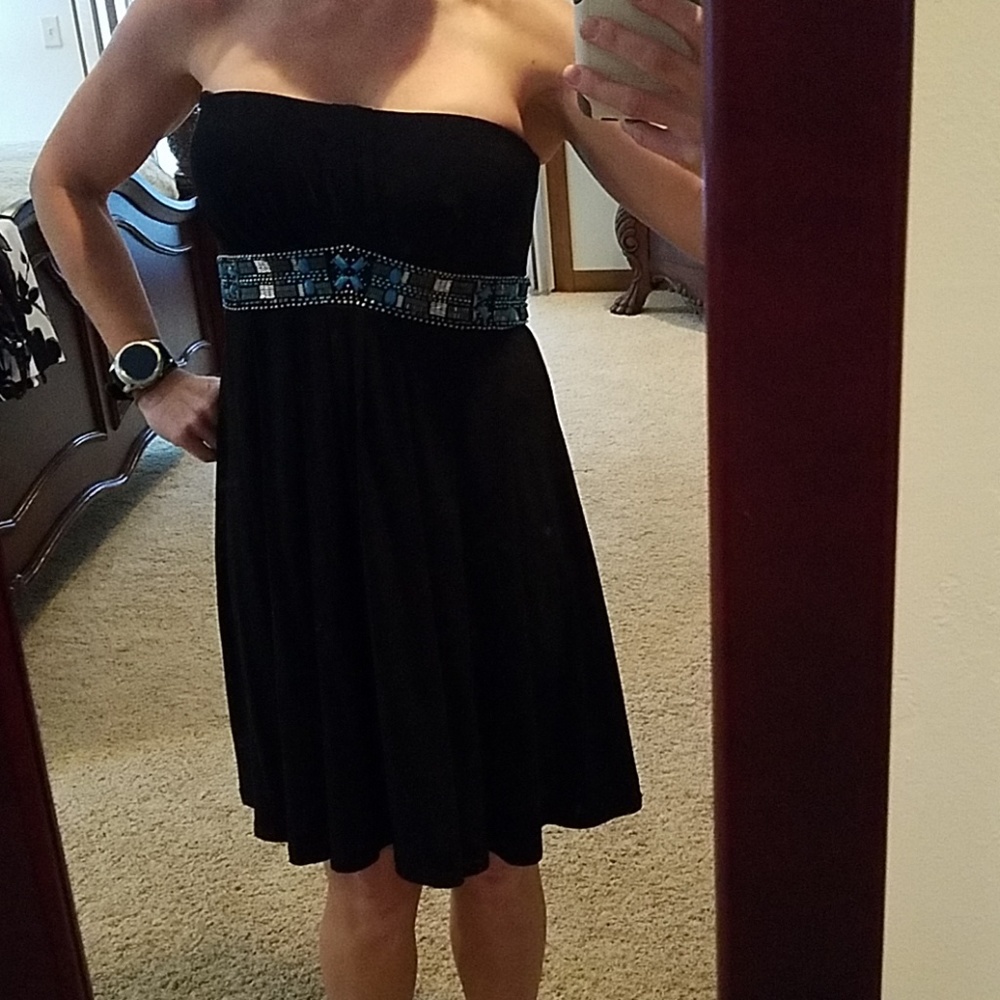 Black Dress with blue beading